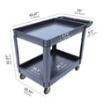 thumbnail image 2 of Chariot de Service à 2 Tablettes, Chariot Utilitaire Robuste de 500 Lb avec Roues et Deux Plateaux, pour Entrepôt, Garage, Nettoyage, Fabrication, Poignée de Rangement, 45"X25 Pouces, Gris, 2 of 7