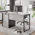 thumbnail image 4 of Bestier Bureau d'Ordinateur de 55 Pouces avec Tiroirs, Plateau pour Clavier, Bureau de Bureau à Domicile, 4 of 9