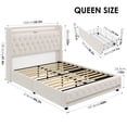 thumbnail image 2 of Homfa Queen Size LED Bed Frame with Outlets and USB Ports & Display Platform, 2 Storage Drawers Modern Crystal Button Tufted Upholstered Platform Bed Frame, Beige, 2 of 8