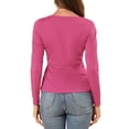 thumbnail image 3 of INSPIRE CHIC Women's Round Neck Front Twist Long Sleeve Blouse Tops, 3 of 5