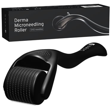 CHENIX 0.3mm Derma Roller with Stainless Steel Needles for Face, Scalp and Beard Care, At-Home Skin Care Tool for Fine Lines, Uneven Texture and Dull-Looking Skin, Easy-Grip Reusable Design