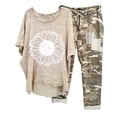 thumbnail image 2 of Weiqiqre T-Shirt Graphique Surdimensionné pour Femmes Boho de Randonnée T-Shirt Chandail à Enfiler Hauts + Ensemble Pantalon, 2 of 7
