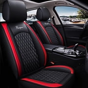 Maidao Car Seat Covers Leather Full Set for Honda for Civic 2005-2011 5 Seats Water Resistant Front Rear Cushion Protector Black and Red