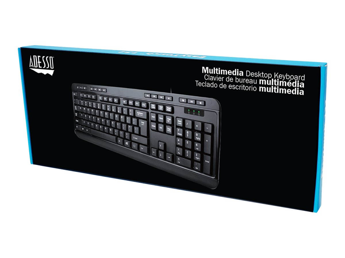 Adesso EasyTouch 132 - Multimedia Desktop Keyboard with 3-Port USB Hub