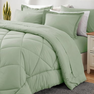 Sleepdown 7-Piece King Bed in a Bag, Sage Bedding Set with Comforter Sets King