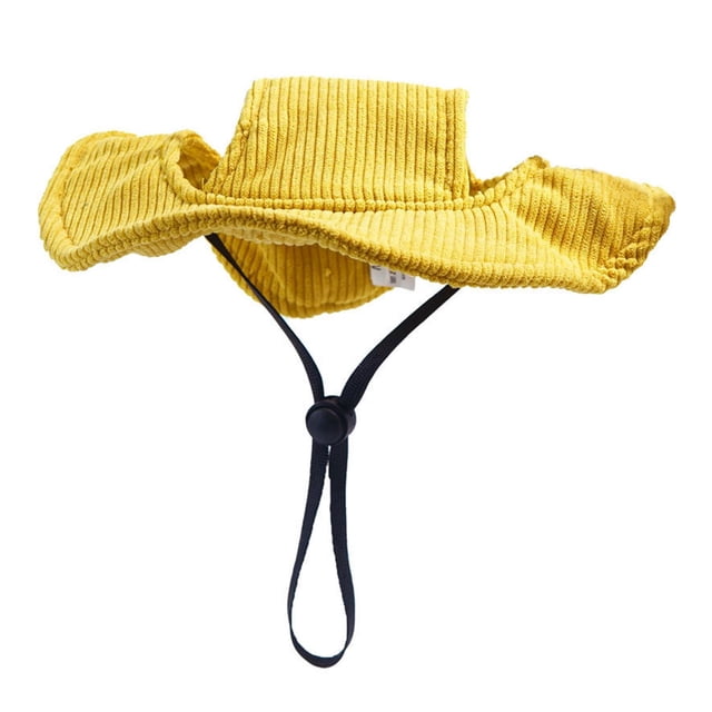 Yinanstore Chapeau d'Extérieur Chapeau pour Animaux en Velours Côtelé Réglable avec Cordon de Serrage Respirant pour l'Été, Course, Voyage, Randonnée TP Jaune