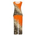 thumbnail image 4 of Mikilon Ensemble Stylé pour Femme 2 Pcs Décontracté Ample Débardeur Imprimé Pantalon Long Sans Manches Col Rond Haut/chemise Ensemble Orange-A TG, 4 of 5