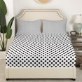 thumbnail image 3 of YST Polka Dots Bed Sheets Set Full Size 4pcs, Simple Style Modern Soft Sheet Set, Geometric Dots Printed Kids Girls Fitted Sheet For Bedroom， White Black Abstract Lightweight Bedding Set, 3 of 5