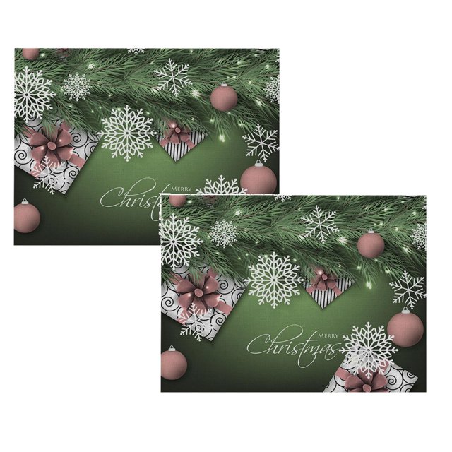 Oleegame 2PC Placemat Christmas Table Placemats Christmas Rustic Vintage Washable Table Mats