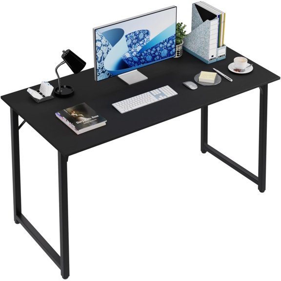 BestOffice Bureau d'Ordinateur, Table d'Étude et d'Écriture pour la Maison Style Moderne Simple PC, Cadre en Métal pour Bureau à Domicile, Noir