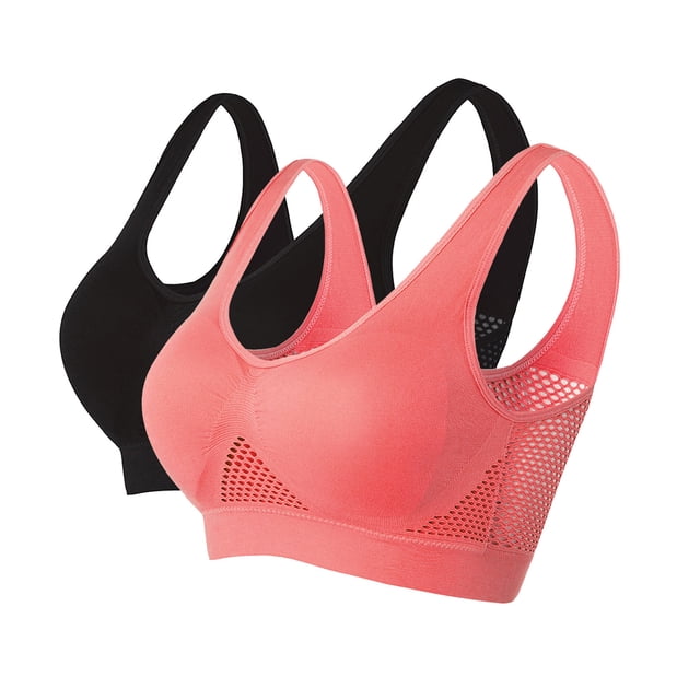 Timegard 2pc Sports Bras for Women Plus Size Full Coverage No Underwire High Support Breathable Athletic Bra