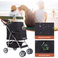 thumbnail image 3 of BestPet Pet Stroller, 4-Wheel Foldable Dog & Cat Travel Carrier Jogger with Mesh Windows, Storage Basket & Cup Holder, Portable Design, Black, 3 of 7