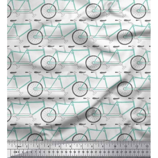 Soimoi Poly Georgette Fabric Bicycle Transport Printed Craft Fabric by The Yard 42 Inch Wide