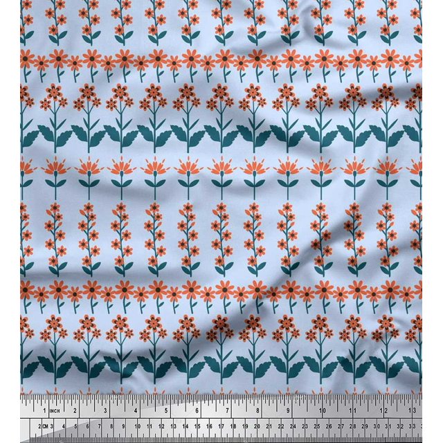 Soimoi Feuilles de Voile de Coton & Tissu Imprimé Artistique Floral 1 Yard 56 Inch Wide