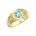 thumbnail image 3 of RYLOS Men's Rings 14K Yellow Gold Rings Classic Designer Style 7X5MM Oval Gemstone & Diamond Ring Blue Topaz December Birthstone Rings For Men Size 8, 3 of 7