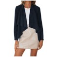 thumbnail image 1 of CEHVOM Cardigan Court en Velours Imitation Peau de Daim Uni à Revers pour Femme, 1 of 5
