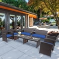 thumbnail image 1 of Costway 8PCS Patio Rattan Furniture Set Cushioned Chair Sofa Coffee Table Navy, 1 of 10