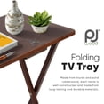 thumbnail image 3 of PJ Wood Folding TV Tray Tables with Storage Rack, Honey Oak, 2 Piece Set, 3 of 10
