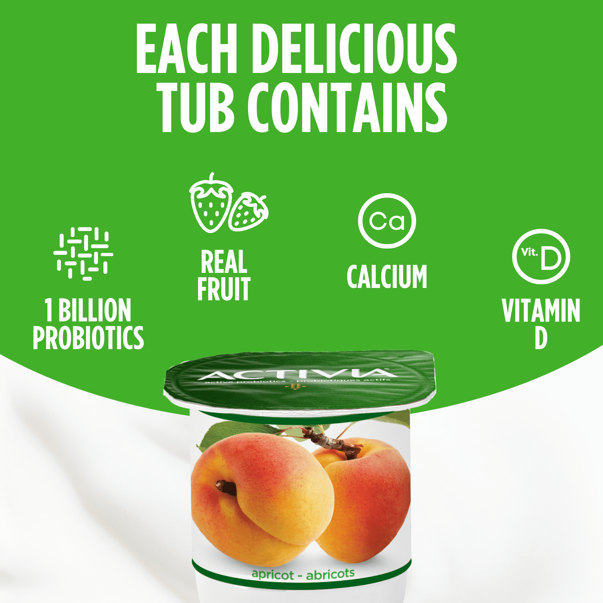 Activia Yogourt Probiotique, Pomme Jaune/abricot/mangue/pêche, 12x100g