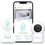 Sense-U Moniteur intelligent pour bébé 3 + Caméra, Audio, Moniteur de bébé vidéo avec mouvement de respiration, Rollover, Senseurs de température ressentis 2-Way Parler, détection des mouvements, longue portée & Application gratuite