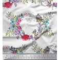 thumbnail image 1 of Soimoi White Polyester Crepe Fabric Insect,Rose & Wreath Flower Print Fabric by Yard 52 Inch Wide, 1 of 3