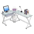 thumbnail image 1 of Scranton & Co Glass Top L-Shaped Computer Desk, 1 of 2
