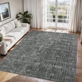 thumbnail image 3 of Modern Washable Area Rug 9x12 for Living Room, Bedroom, or Dining Room – Soft Low Pile, Collapsible, Non-Slip, Mark Resistant Carpet – Easy to Clean Neutral Floor Mat, Dark gray, 3 of 7