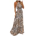 thumbnail image 1 of Leutsin Robe Maxi Grande Taille pour Femmes à Imprimé Tropical, Dos Nu à Col Licou, Aguichant, Sans Manches, de Plage, Grande Taille, 1 of 5