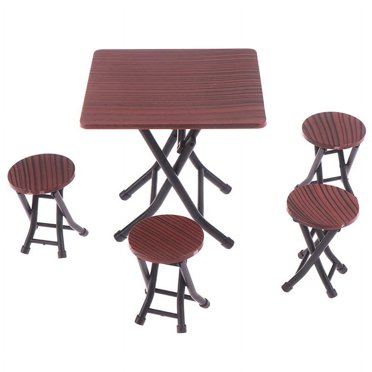 MesaSe 1 12 Dollhouse mini furniture folding table and chair set with 4 stool models