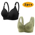 thumbnail image 2 of Yuyuzo 2 Pack Bras for Women Push up Front Closure Bras Adjustable Strap Full Coverage Comfy Bras, 2 of 7