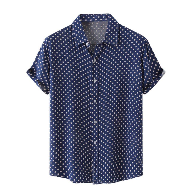 RKSTN Chemise pour Homme Plage Hawaïenne Décontractée Chemise à Pois Col Rabattu Blouse à Manches Courtes Hauts