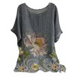 thumbnail image 1 of Nouvelle Année Robe pour les Femmes Sexy Femme Vintage Coton-Mélange Col Rond Manches Courtes Imprimé Floral Haut T-Shirts Blouse, 1 of 6
