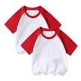 thumbnail image 1 of vdgthytj Lot de 2 T-Shirts Raglan d'Été pour Enfants Filles Garçons à Blocs de Couleur Col Ras du Cou Manches Courtes Décontractés Basiques Hauts Tees, 1 of 5