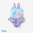 thumbnail image 1 of Disney Disney Frozen Elsa 1pc Toddler Girl Character Full Body Gradient Smudge Pattern Glossy Material Ruffle UPF 50+ Swimsuit, 1 of 7