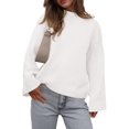 thumbnail image 2 of Women'S Long Sleeve Ribbed Knit Loose Pullover Sweater Tops Fuzzy Knit Casual Chunky Fall Outfits Clothes White L, 2 of 9