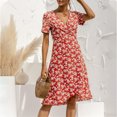 thumbnail image 4 of Fridja Womens V-Cou à Manches Courtes Dentelle Partie Plage Imprimé Floral Robe, 4 of 8