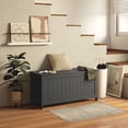 thumbnail image 2 of HOMCOM Coffre de Rangement avec 2 Charnières de Sécurité, Banc de Rangement pour Salon, 2 of 10