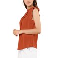 thumbnail image 4 of INSPIRE CHIC Women's Sleeveless Work Blouses Ruffled Pleated Chic Tops Dark Orange L, 4 of 7