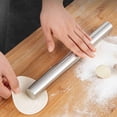 thumbnail image 4 of Rvkxad Stainless Steel Rolling Pin Silver, 30x2.5x2.5cm Non Stick Kitchen Tool for Dough Dumpling Wrappers, Professional Baking Roller, 4 of 6