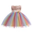 thumbnail image 1 of Robes Sans Manches à Sequins pour Bébé Fille Robe Princesse Arc-en-Ciel Robe de Soirée Tutu, 1 of 4