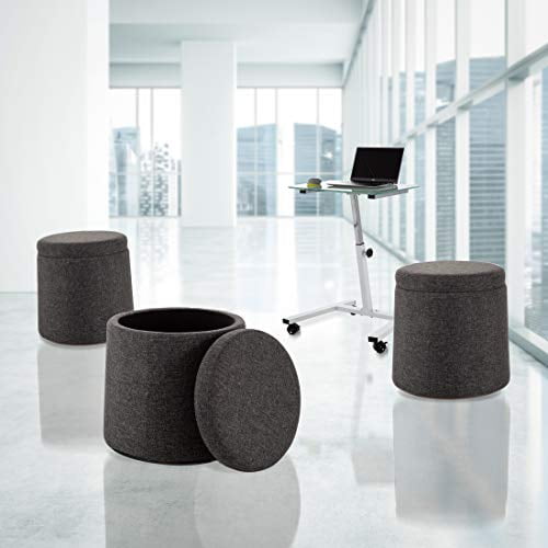 Seville Classics Rocking Wobble Storage Ottoman Footrest Seat Stool, 1-Pack, Modern Gray