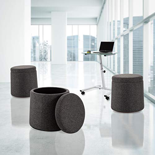 Seville Classics Rocking Wobble Storage Ottoman Footrest Seat Stool, 1-Pack, Modern Gray