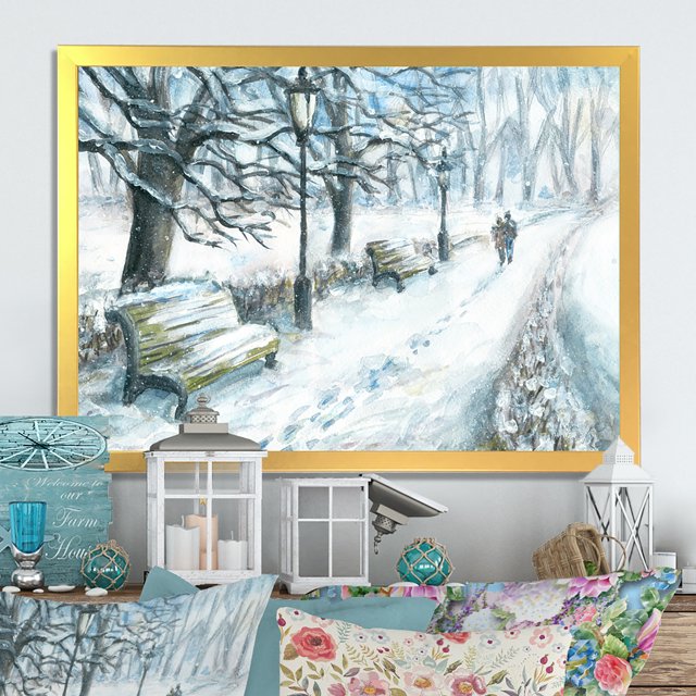 Designart Parc d'Hiver à Noël Art Mural Encadré Traditionnel