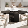 thumbnail image 3 of 43.3''-59'' Extendable Dining Table for 4-8, Round to Oval Kitchen Table with Hidden Storage & Sturdy Cross Base, Modern Dinner Table for Dining Room Living Room, Removable Leaves, 3 of 8