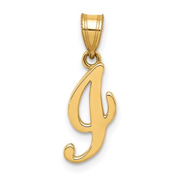 14K Yellow Gold I Script Initial Pendant