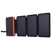 20000mAh Solar Power Bank, Efficient Wireless Power Bank with Tri Fold Solar Panel & LED Light & Double USB Output, Waterproof External Battery Pack for Phone Tablet Outdoor