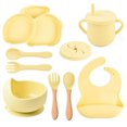 thumbnail image 1 of 9Pcs Children‘S Silicone Tableware Set Baby Non-Slip Divided Children‘S Plate Bowl With Suction Cup, 1 of 5