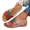 thumbnail image 1 of Orthopedic Sandals for Women Wedge Slide Cross Straps Color Block Open Toe Soft Sole Non Slip Comfortable Walking Sandals Red, 1 of 7