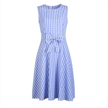 Robe Mère-Fille Sans Manches à Col Rond, Ligne A, Longueur Genou, à Carreaux, Mignonne avec Nœud Décoratif