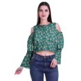 thumbnail image 1 of Moomaya Printed Casual Long Sleeve Tops Women Cold Shoulder Ruffle Sleeves Top, 1 of 4